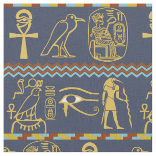 Egyptian Hieroglyphs Eye Of Horus Tile Pattern Fabric