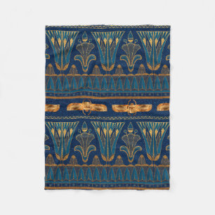 Egyptian Hieroglyphs Gold Beetles Golden Glitter Fleece Blanket