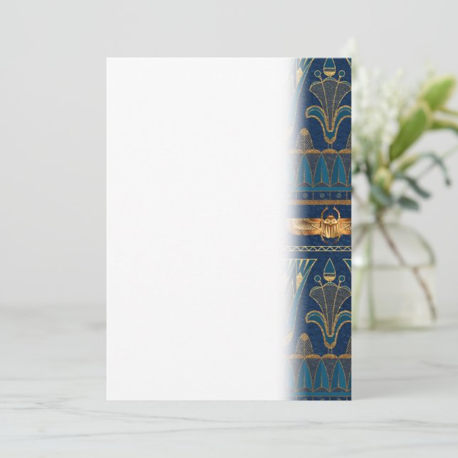 Egyptian Hieroglyphs Gold Beetles Golden Glitter Save The Date (Standing Front)