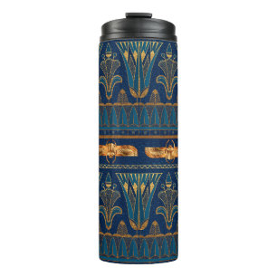Egyptian Hieroglyphs Gold Beetles Golden Glitter Thermal Tumbler