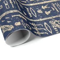 Egyptian Hieroglyphs Gold Blue Navy Pharaohs