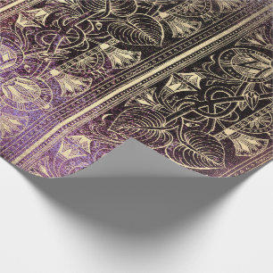 Egyptian Hieroglyphs Gold Foxier Grungy Purple VIP Wrapping Paper