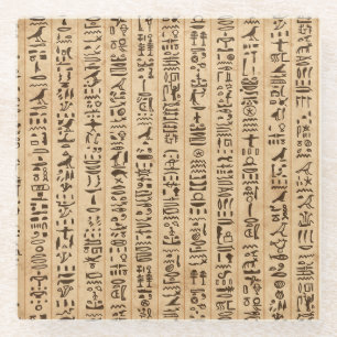 Egyptian Hieroglyphs: Grunge Seamless Magic Glass Coaster