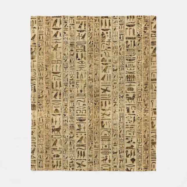 Egyptian hieroglyphs on papyrus fleece blanket (Front)