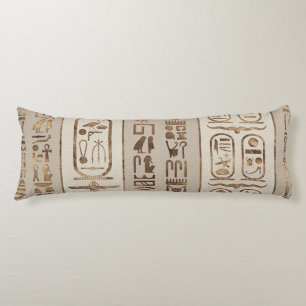 Egyptian hieroglyphs Pastel Gold Body Cushion
