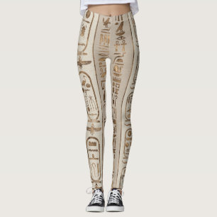 Egyptian hieroglyphs Pastel Gold Leggings