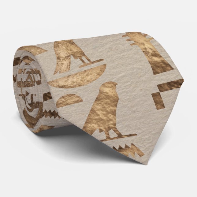 Egyptian hieroglyphs Pastel Gold Tie (Rolled)