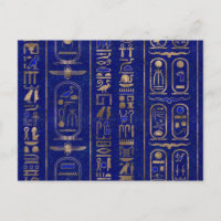 Egyptian hieroglyphs pattern Gold Lapis Lazuli