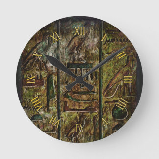 Egyptian Hieroglyphs Symbols Art Round Clock