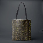 Egyptian hieroglyphs vintage gold on black tote bag<br><div class="desc">Egyptian hieroglyphs vintage gold on black</div>
