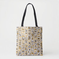 Egyptian hieroglyphs yellow-black colour seamless