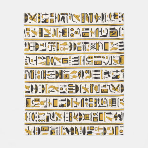 Egyptian Hieroglyphs: Yellow-Black Seamless. Fleece Blanket
