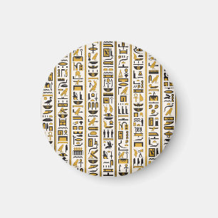 Egyptian Hieroglyphs: Yellow-Black Seamless. Magnet