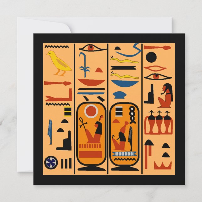 Egyptian Hieroglyphs Your Party Details Invitation (Front)
