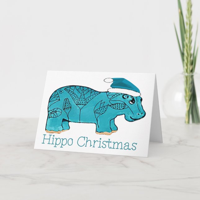 Egyptian Hippo Christmas Holiday Card (Front)
