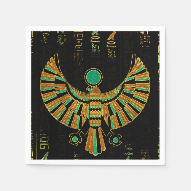 Egyptian Horus Falcon gold and colour crystal Napkin (Front)