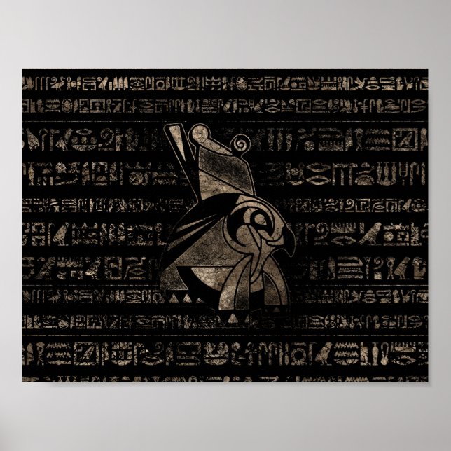 Egyptian Horus -vintage gold on black Poster (Front)