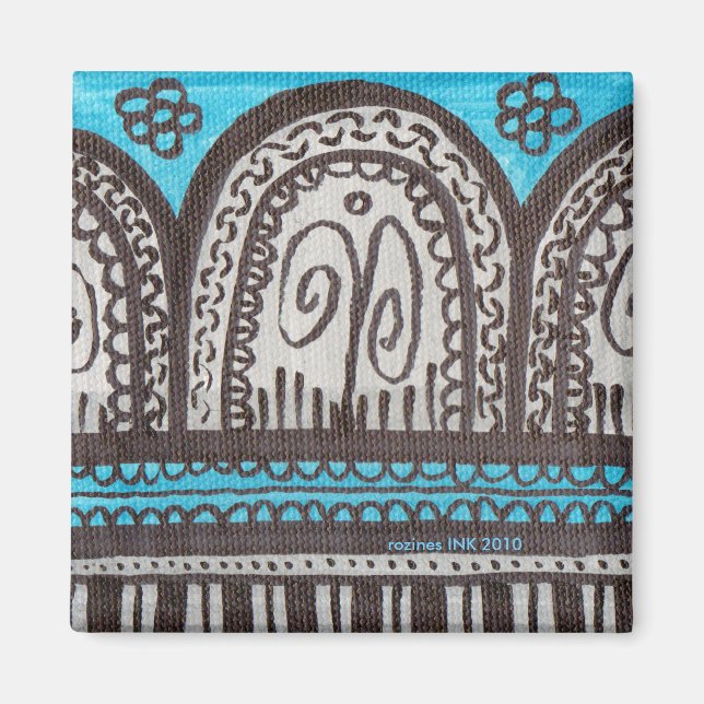 Egyptian Inspired Turquoise and Silver Arches Magnet (Front)