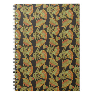 Egyptian Lotus and Papyrus, Black Spiral Notebook