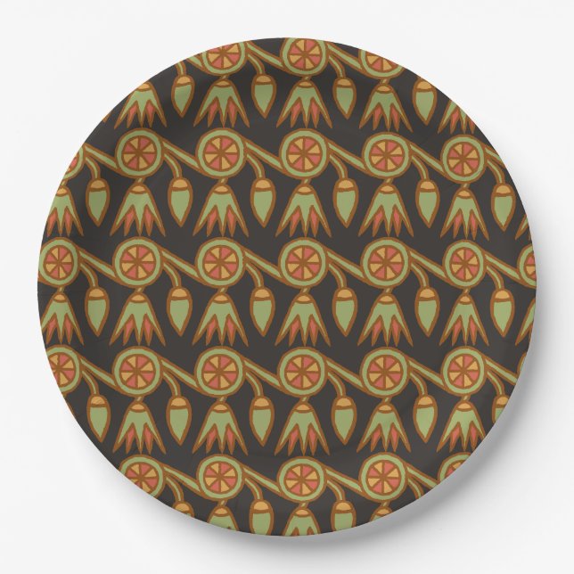 Egyptian Lotus Flower on Black Paper Plate (Front)