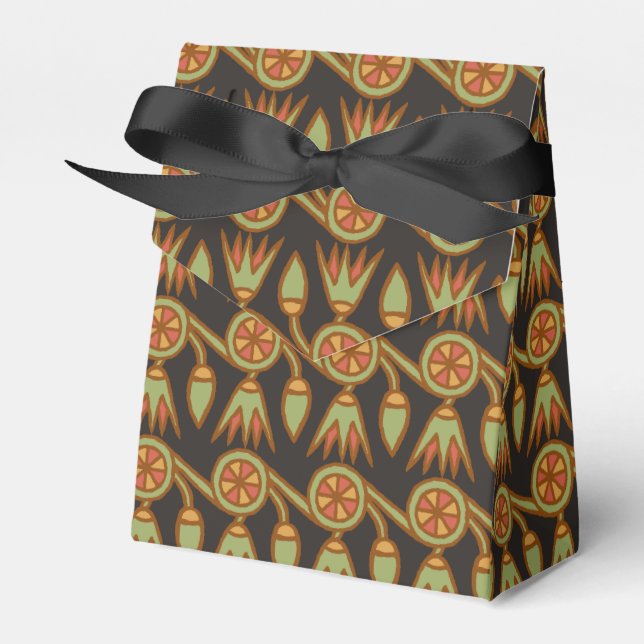 Egyptian Lotus Flower Pattern Black Tent Favor Box (Front Side)