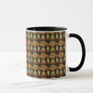 Egyptian Lotus Flower Pattern on Black Coffee Mug