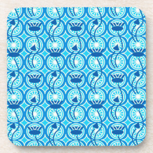 Egyptian Lotus pattern, cobalt and turquoise Coaster