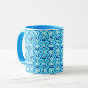 Egyptian Lotus pattern, cobalt and turquoise Mug