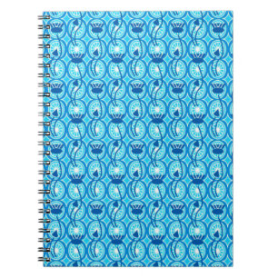 Egyptian Lotus pattern, cobalt and turquoise Notebook