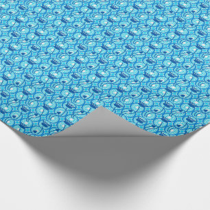Egyptian Lotus pattern, cobalt and turquoise Wrapping Paper