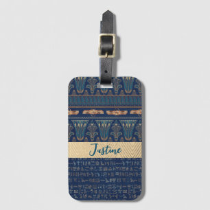Egyptian Lotus Scarab Hieroglyphs Personalised Luggage Tag