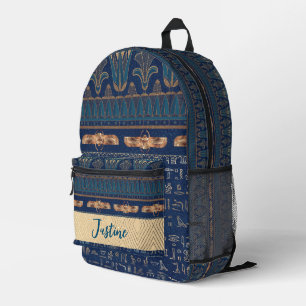 Egyptian Lotus Scarab Hieroglyphs Personalised Printed Backpack