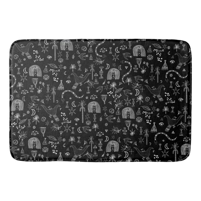 Egyptian Magic Mysterious Plants & Flowers Pattern Bath Mat (Front)