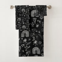 Egyptian Magic Symbolism Pattern Black WHite