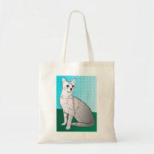 Egyptian Mau Cat - aqua background Tote Bag