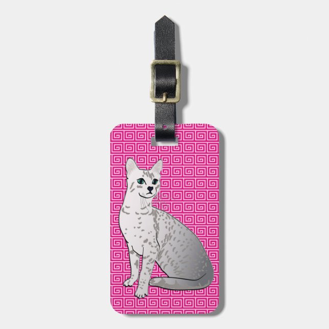 Egyptian Mau Cat - fuchsia pink background Luggage Tag (Front Vertical)
