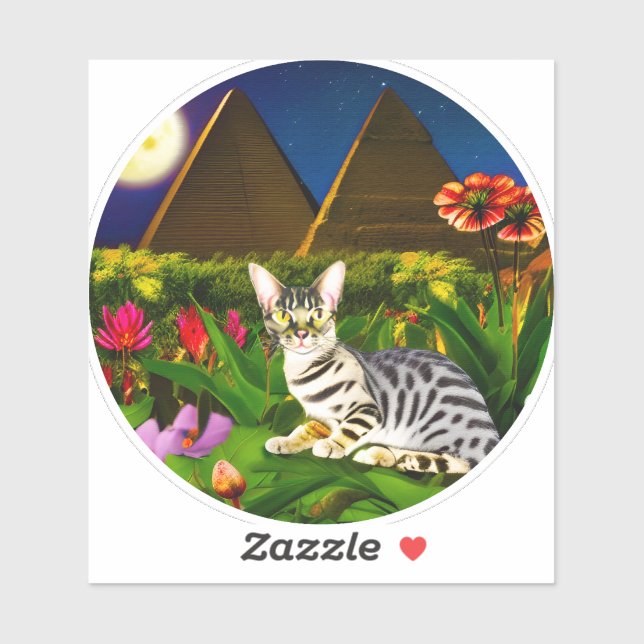 Egyptian Mau Cat in a Midnight Garden  (Sheet)
