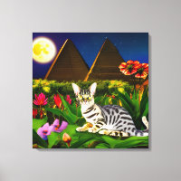 Egyptian Mau Cat in a Midnight Garden