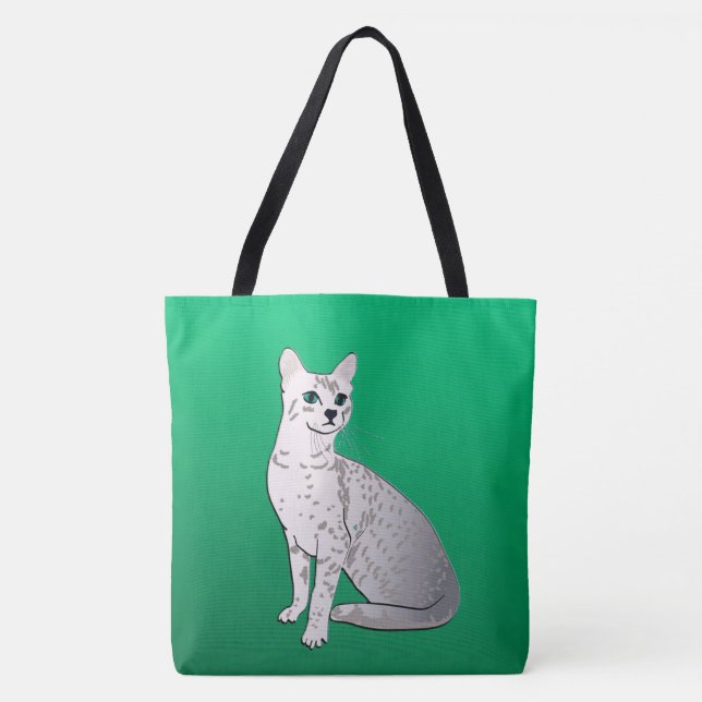 Egyptian Mau Cat on Jade Green Tote Bag (Front)