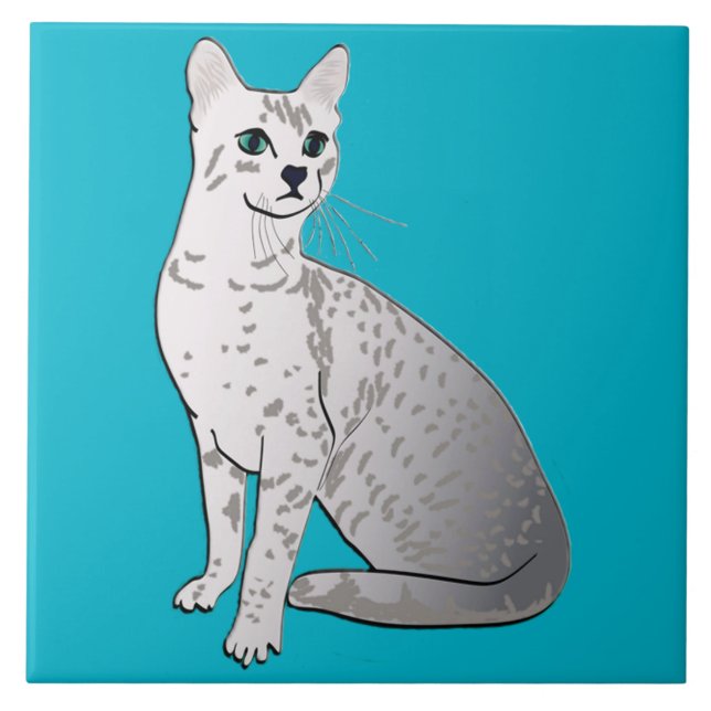 Egyptian Mau Cat - Silver Grey Tile (Front)