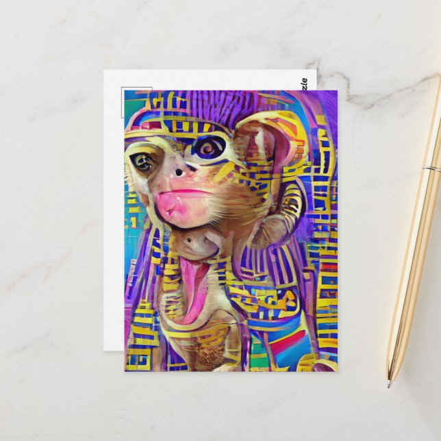 Egyptian Monkey Postcard (Front/Back In Situ)
