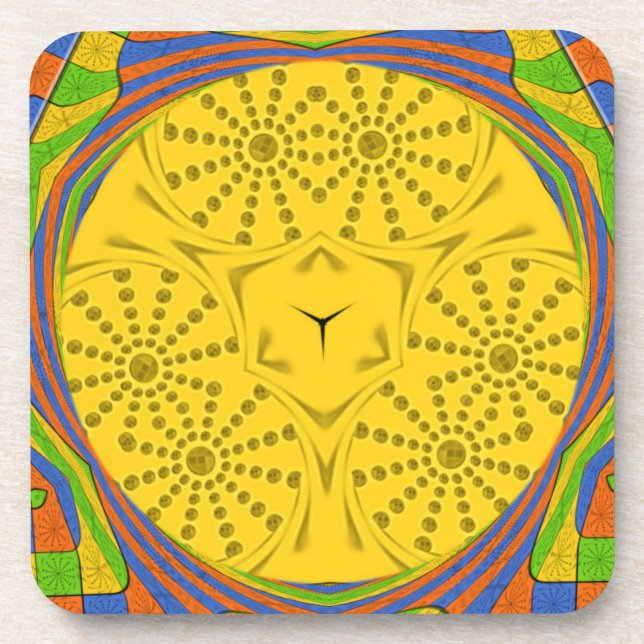 Egyptian Motif Art Print Checkered Frame Design Coaster (Front)