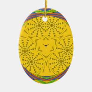 Egyptian Motif Art Print Chequered Frame Design Ceramic Tree Decoration