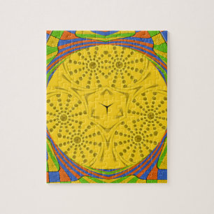 Egyptian Motif Art Print Chequered Frame Design Jigsaw Puzzle