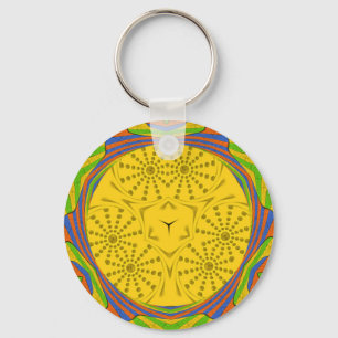 Egyptian Motif Art Print Chequered Frame Design Key Ring