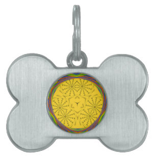 Egyptian Motif Art Print Chequered Frame Design Pet ID Tag