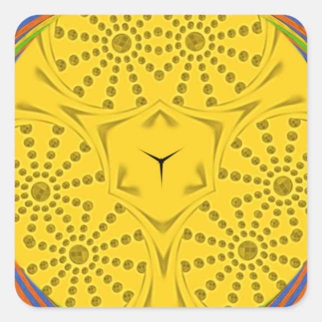 Egyptian Motif Art Print Chequered Frame Design Square Sticker (Front)