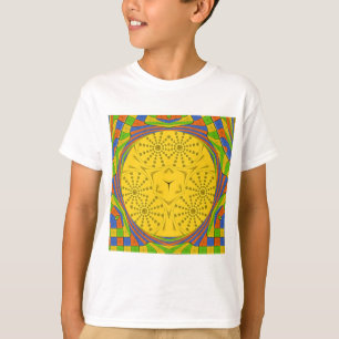 Egyptian Motif Art Print Chequered Frame Design T-Shirt
