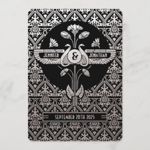 Egyptian Nouveau Wedding Invitations Silver Foil