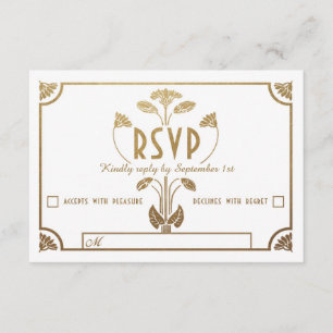 Egyptian Nouveau Wedding RSVP Cards (Gold & White)
